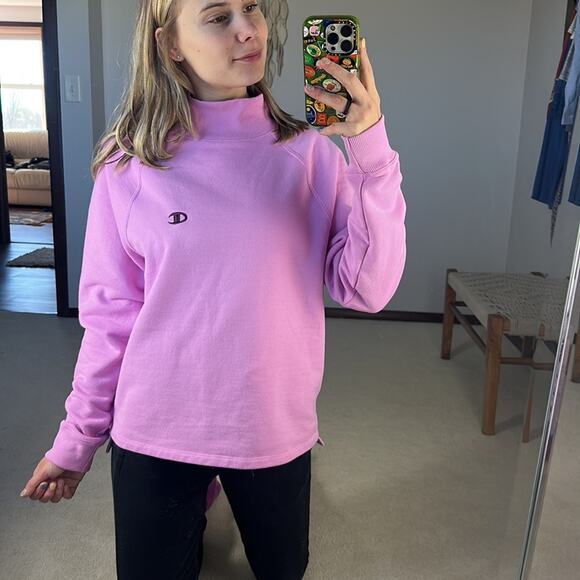 Champion: Pink Mock neck Sweatshirt - Picture 1 of 4